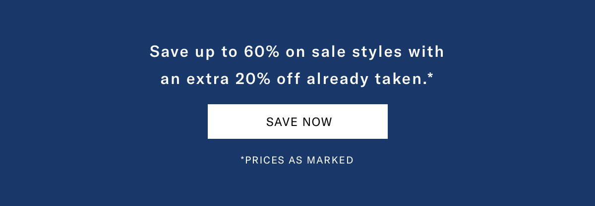 Winter Sale is here - Click here to save up to 60% on sale styles with an extra 20% off already taken.