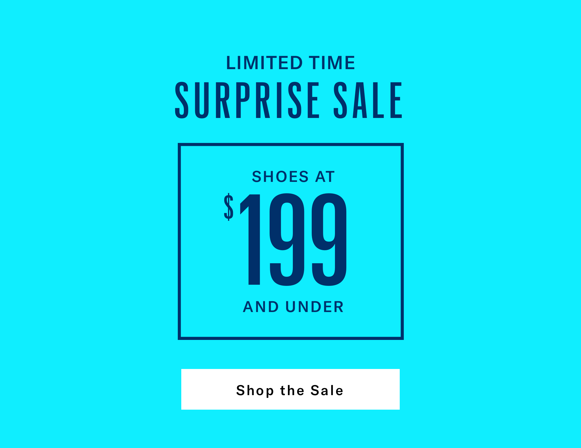 Limited Time Surpise Sale Starts Today - 2 days to shop shoes $199 and under.