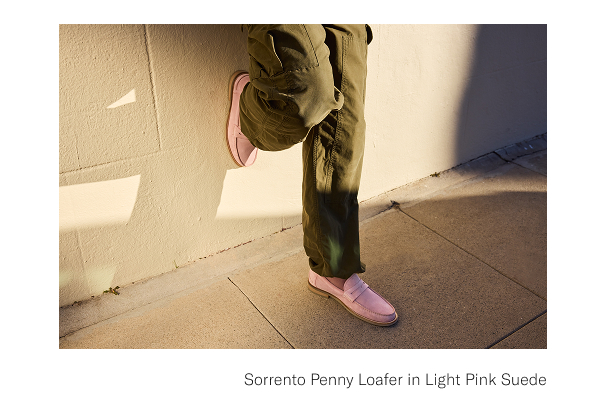 Click Here To Shop The Sorrento In Light Pink Suede Worn By Tristan Detweiler.