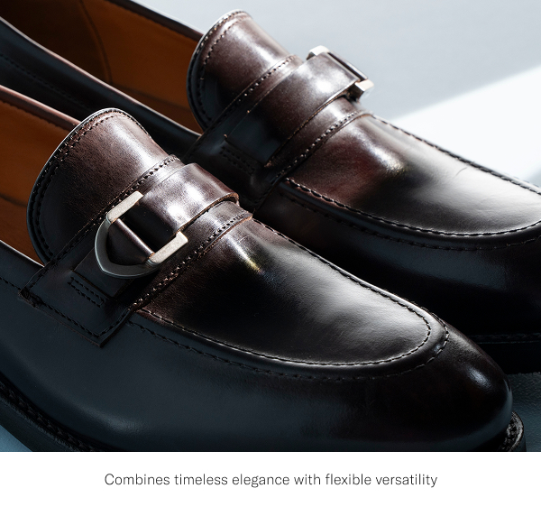 Close-up Image Of The Rollins Loafer Showing The Buckle Detail, Click Here To Shop It Now.
