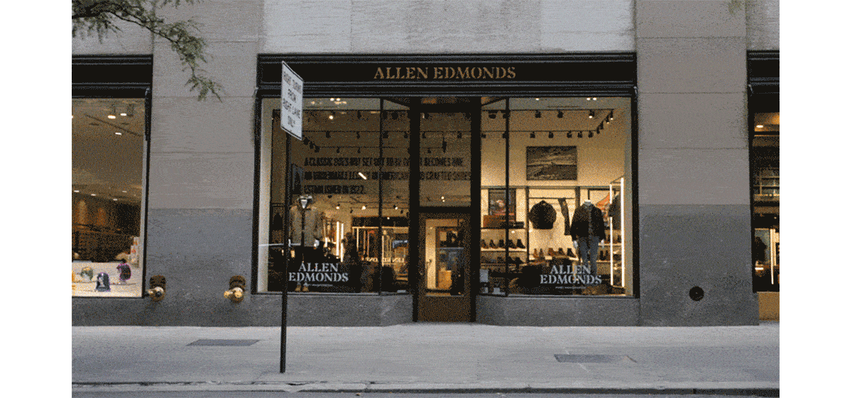 Gif Of A Taxi Driving Quickly By And Allen Edmonds Storefront. Click Here To Find A Store Near You.