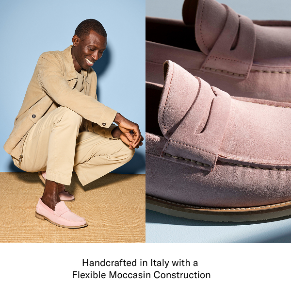 Images Showing An On-model And Detail Shot Of The Sorrento Penny Loafer, Click Here To Shop It Now.