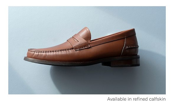 Side-view Of The Sorrento Penny Loafer In Chili Leather, Click Here To Shop It Now.