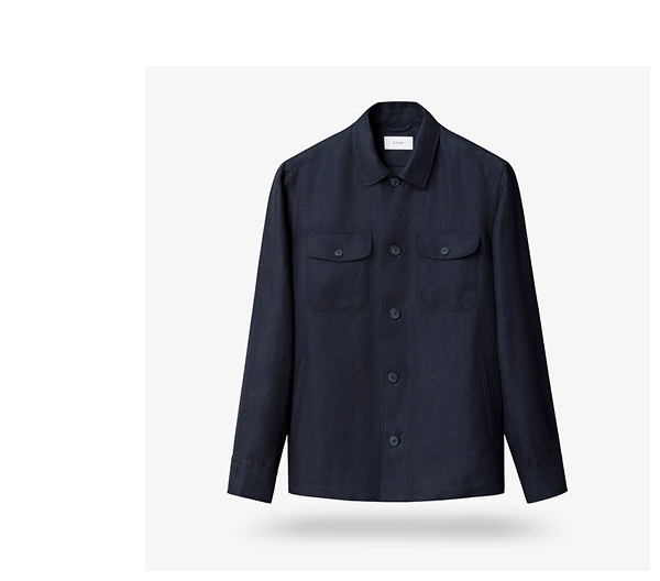 Click Here To Shop The Eton Linen Four-pocket Overshirt In Navy.