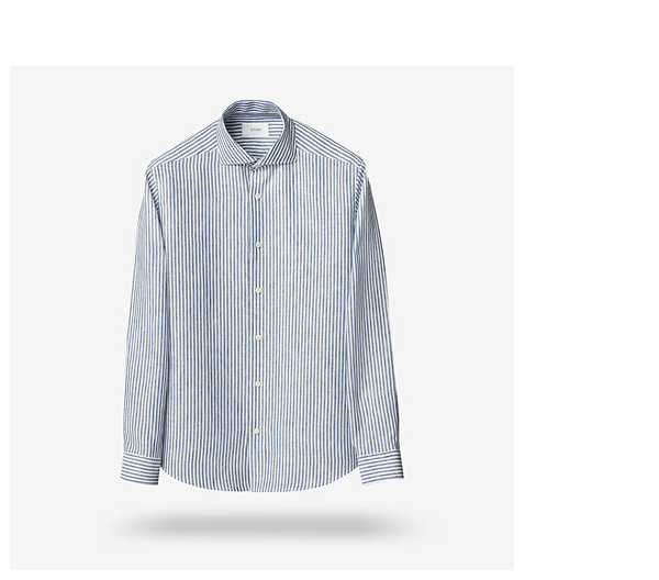 Click Here To Shop The Eton Striped Linen Shirt In Blue.