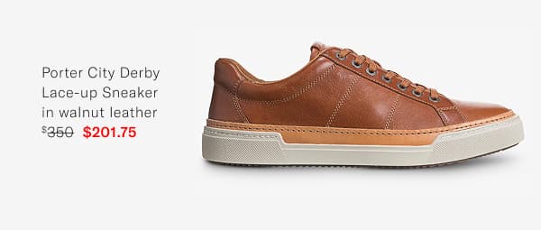 Click Here To Save On The Porter City Derby Lace-up Sneaker In Walnut Leather. Regular Price $350, Available For $201.75 During Summer Warehouse Sale.