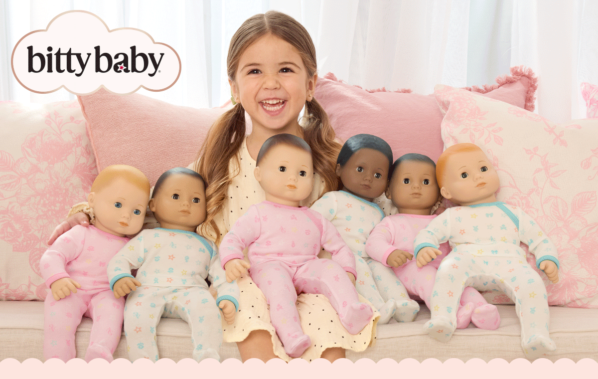 New looks to love for little ones. Start her story with her first American Girl® doll. Shop Bitty Baby’s world