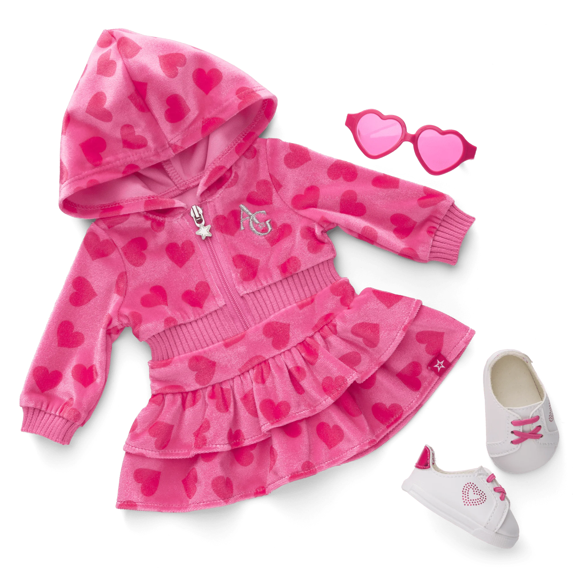 Image of Pink Hearts Hoodie Dress for 18-inch Dolls
