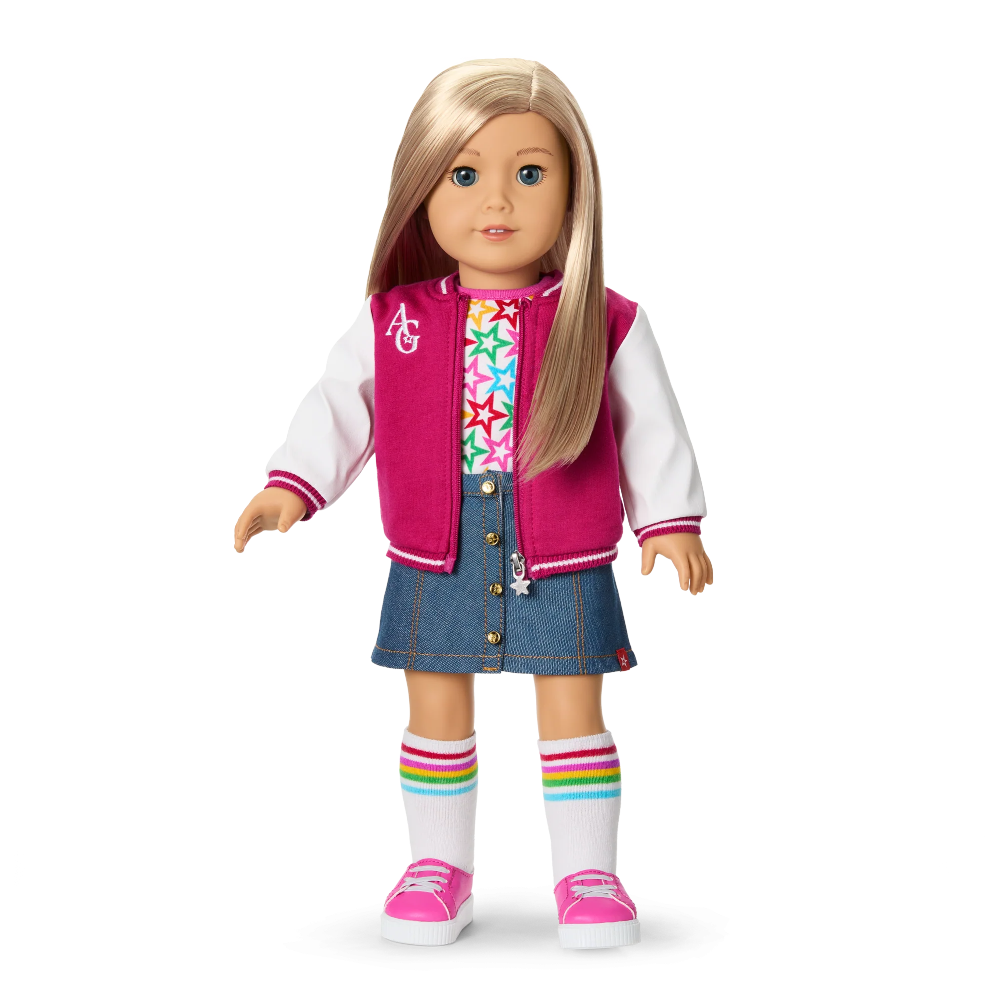 Image of Truly Me™ 18-inch Doll #100 with straight layered blonde hair