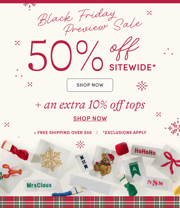 50% off + an extra 10% off tops