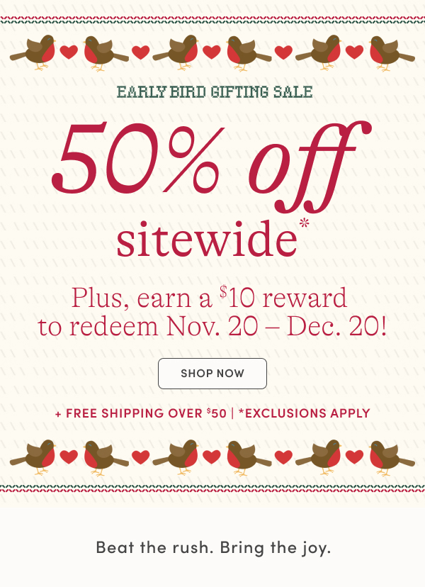 50% off sitewide + extra $10 off