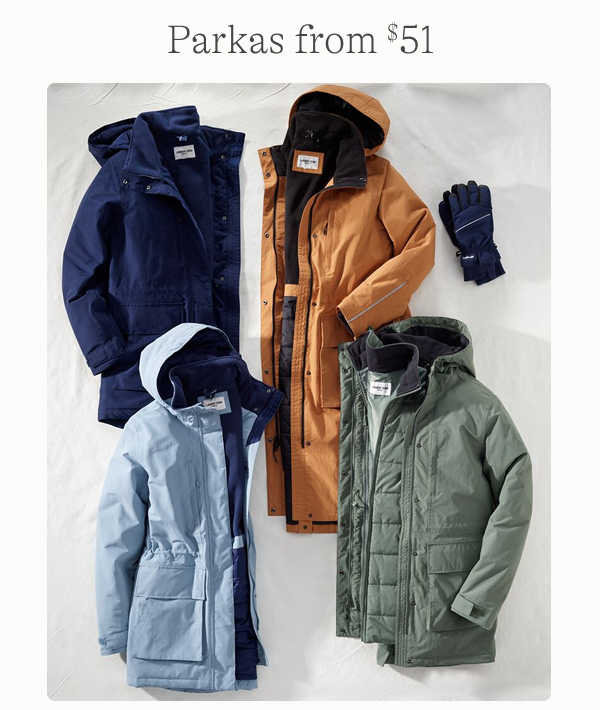 Parkas from $62