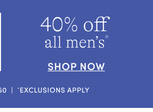 40% off all men's