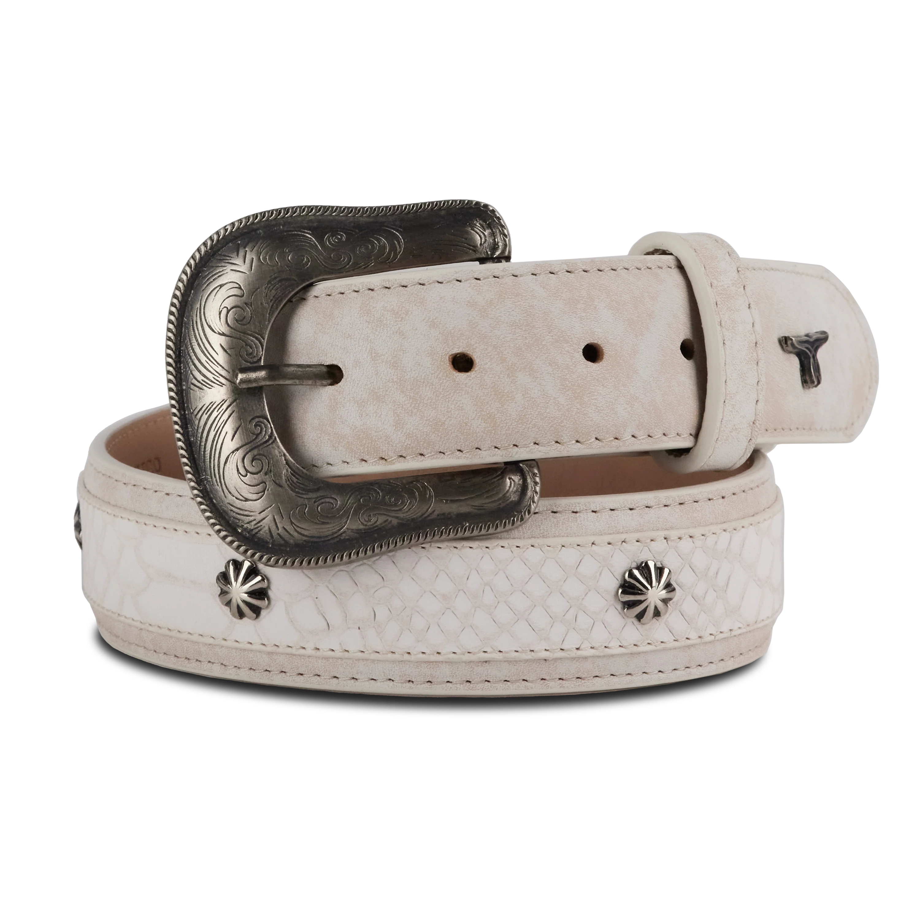 Image of 1.5 Overlay Showdown Belt with Conchos and Single Buckle - Ceramic Crackle