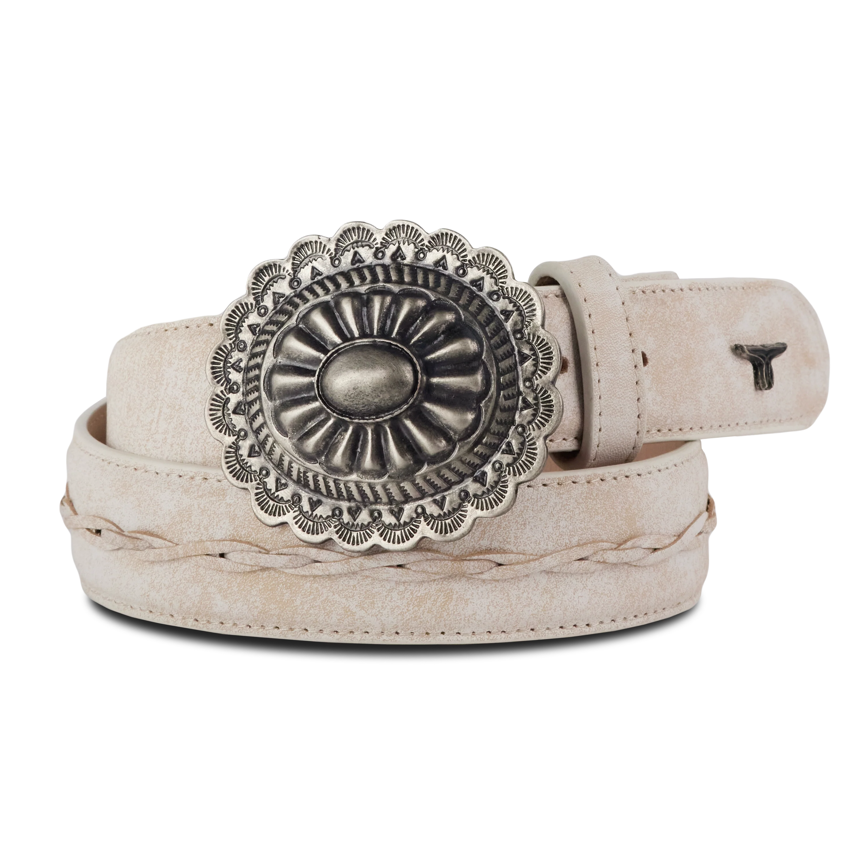 Image of 1.5 Woven Braided Belt with Round Buckle - Ceramic Crackle