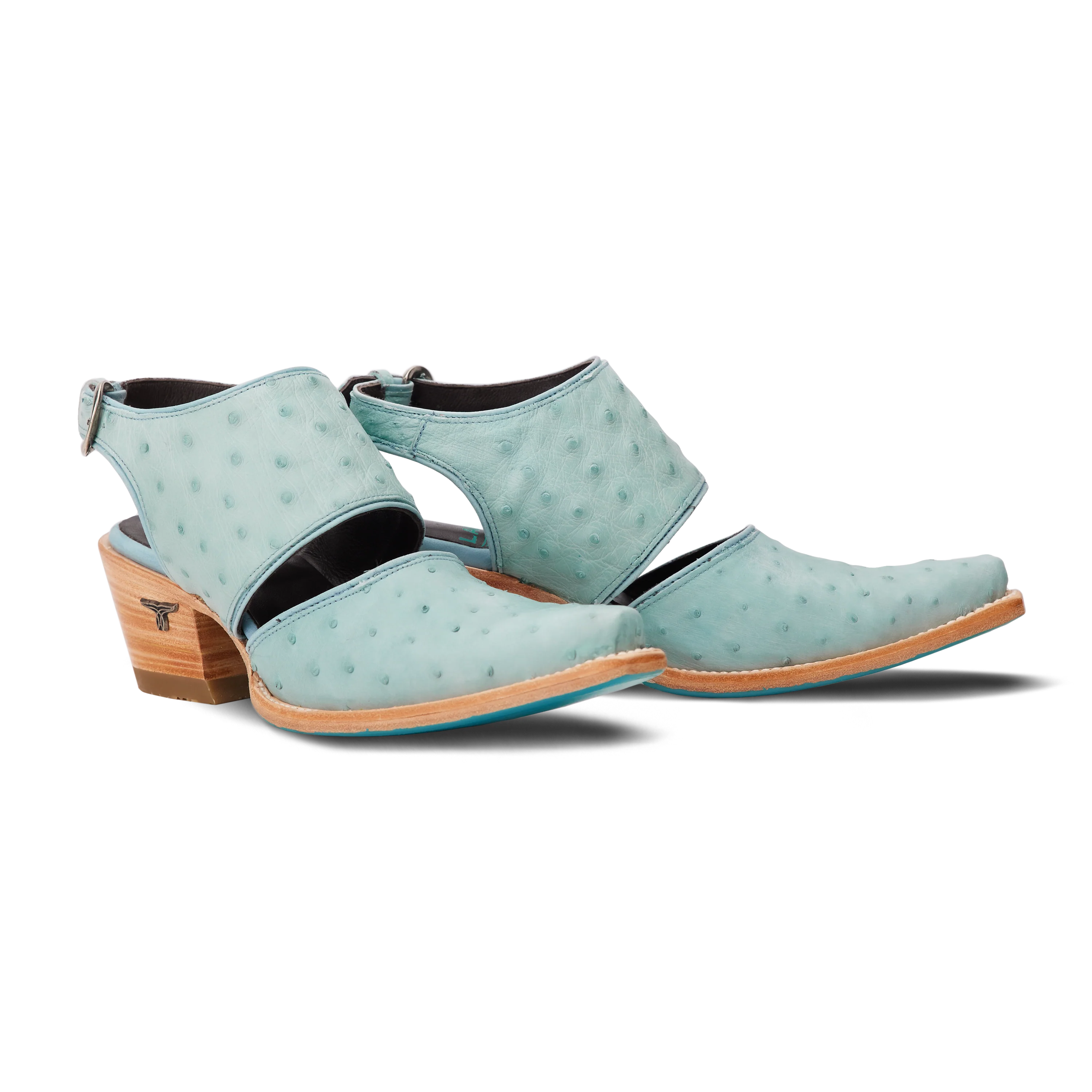 Image of Plain Jane Slingback Mule - Powder Blue Ostrich