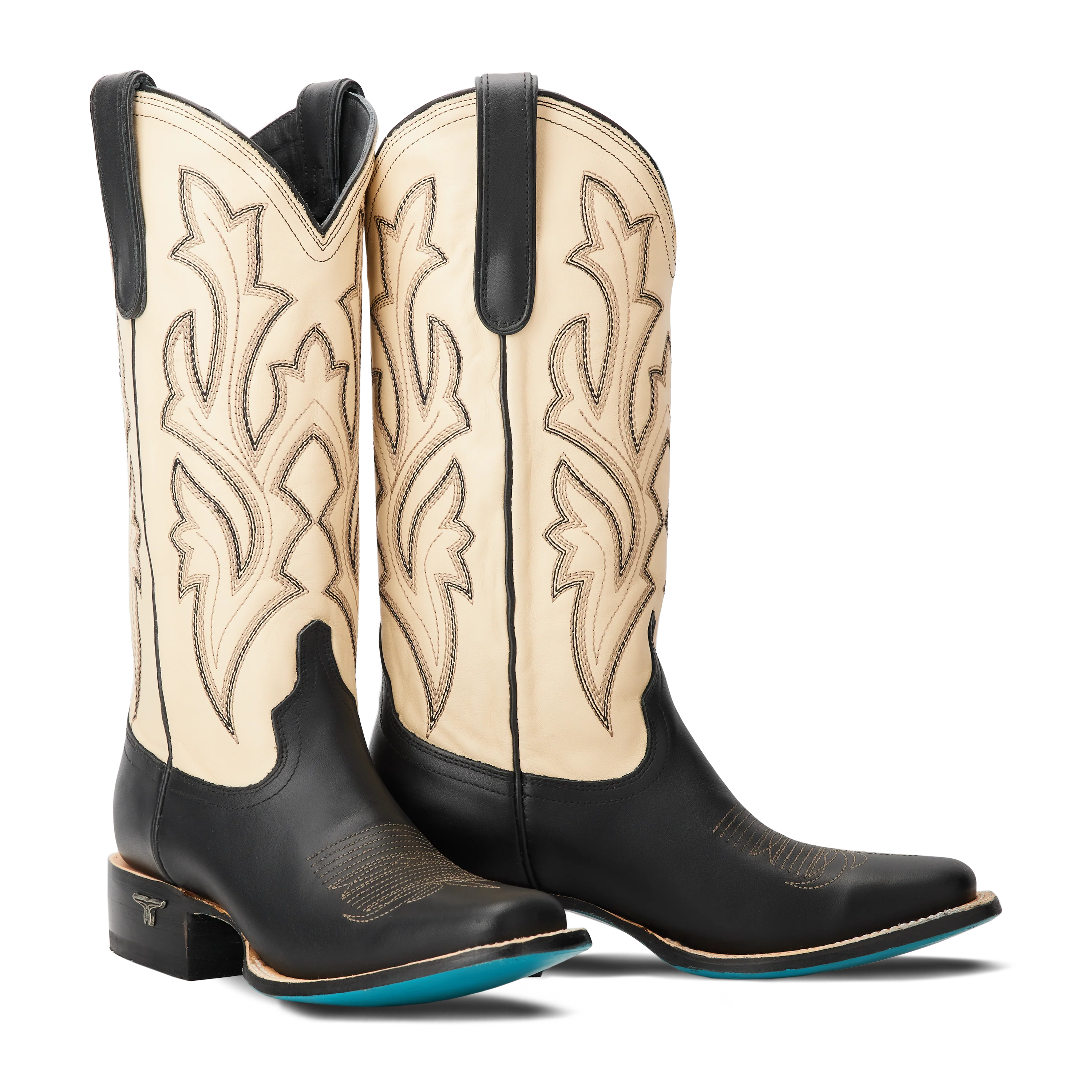 Image of Classic Square Boot - Jet Black and Pale Ivory