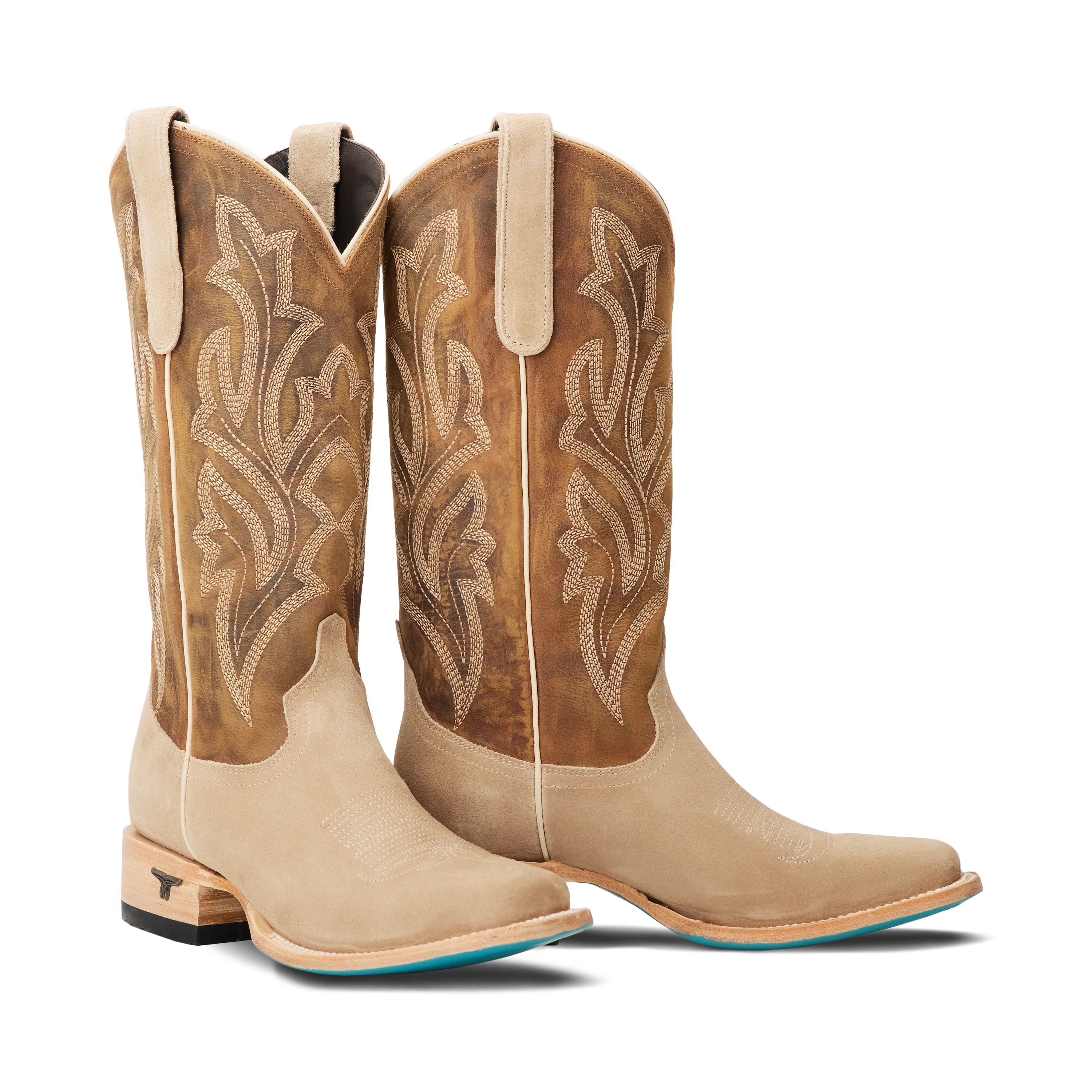 Image of Classic Square Boot - Latte Suede and Burnt Caramel