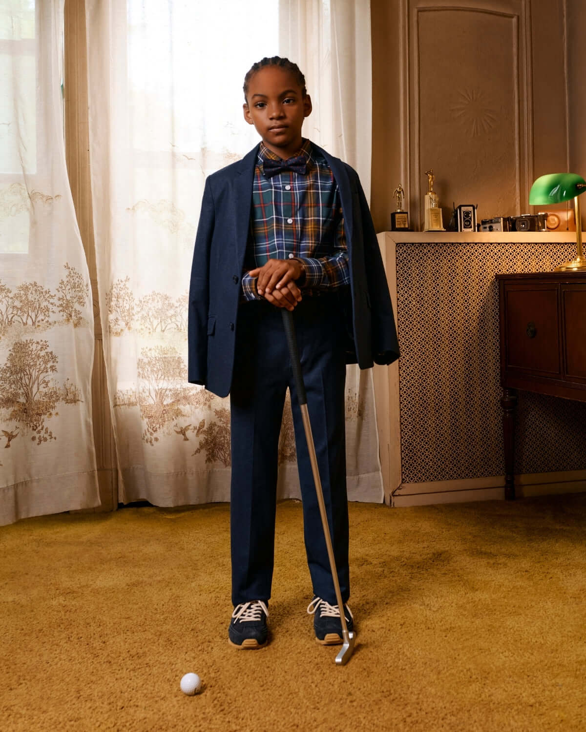 Image of Navy Diamonds Stretchy Mod Suit