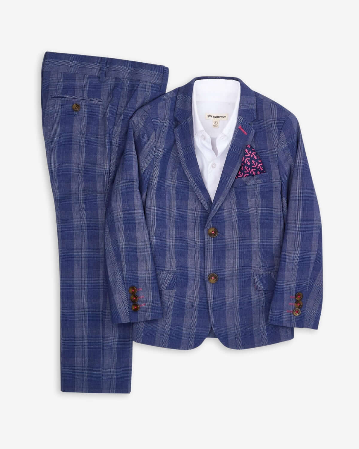 Image of Indigo Glen Plaid Stretchy Mod Suit