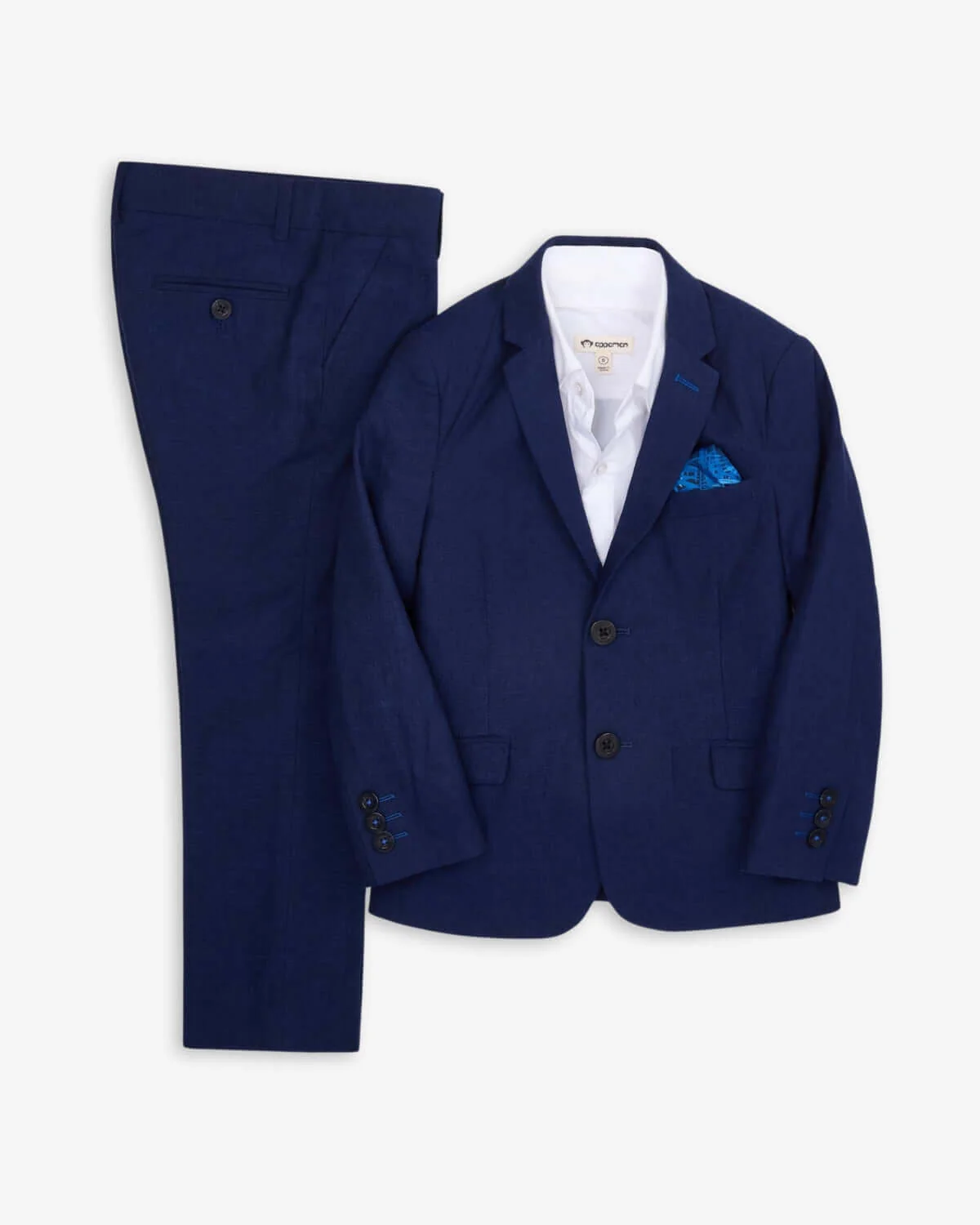 Image of Estate Blue Linen Stretchy Mod Suit
