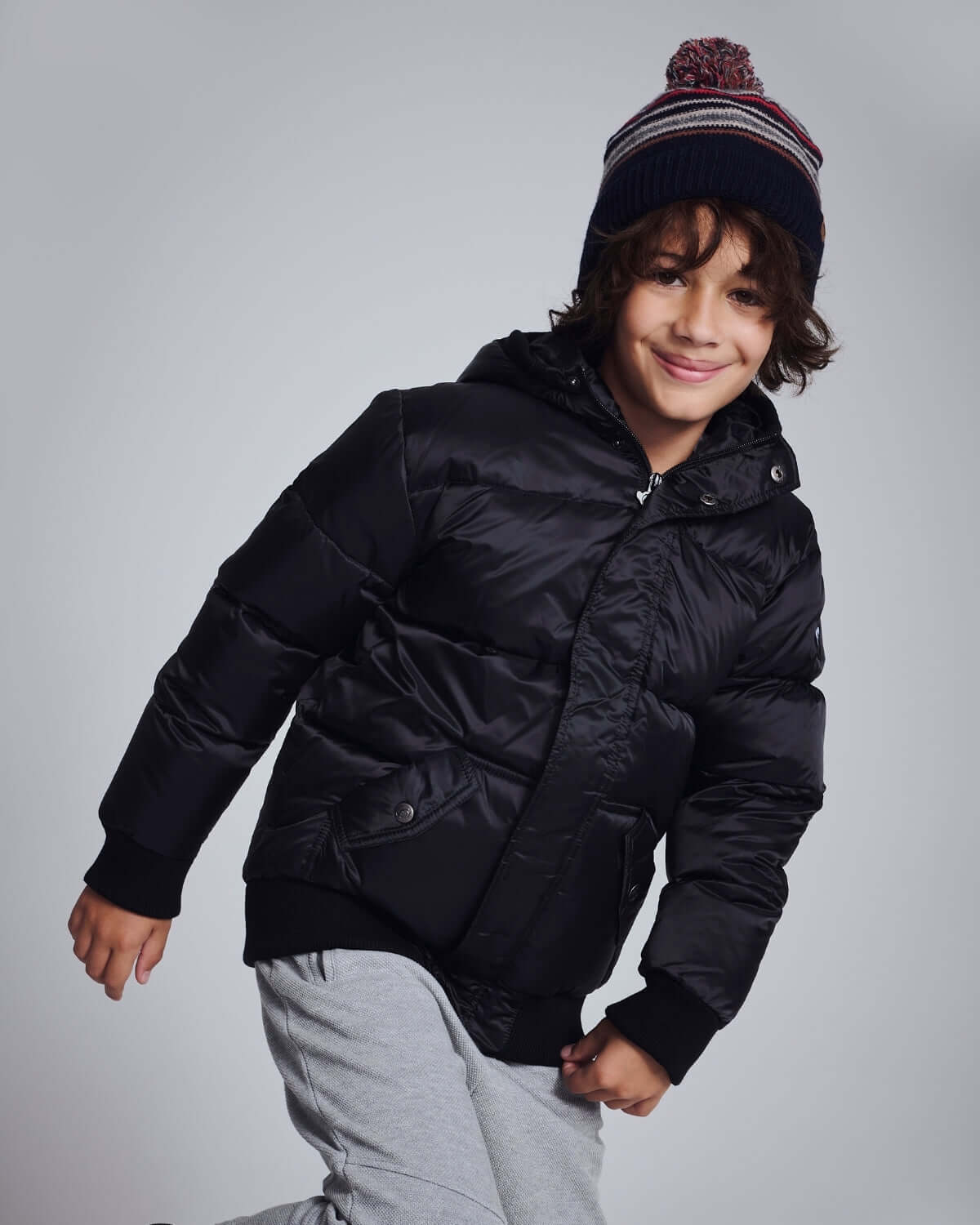 Image of Black Slim Puffy Coat