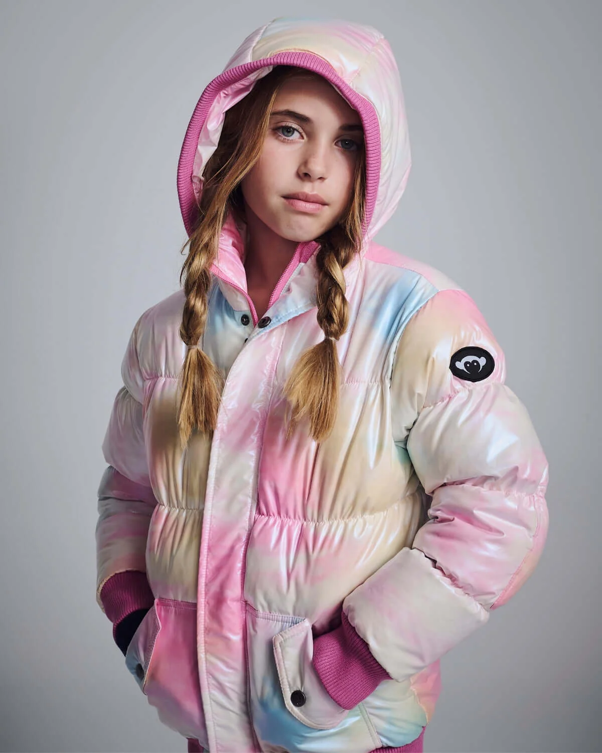 Image of Iridescent Pink Slim Puffy Coat