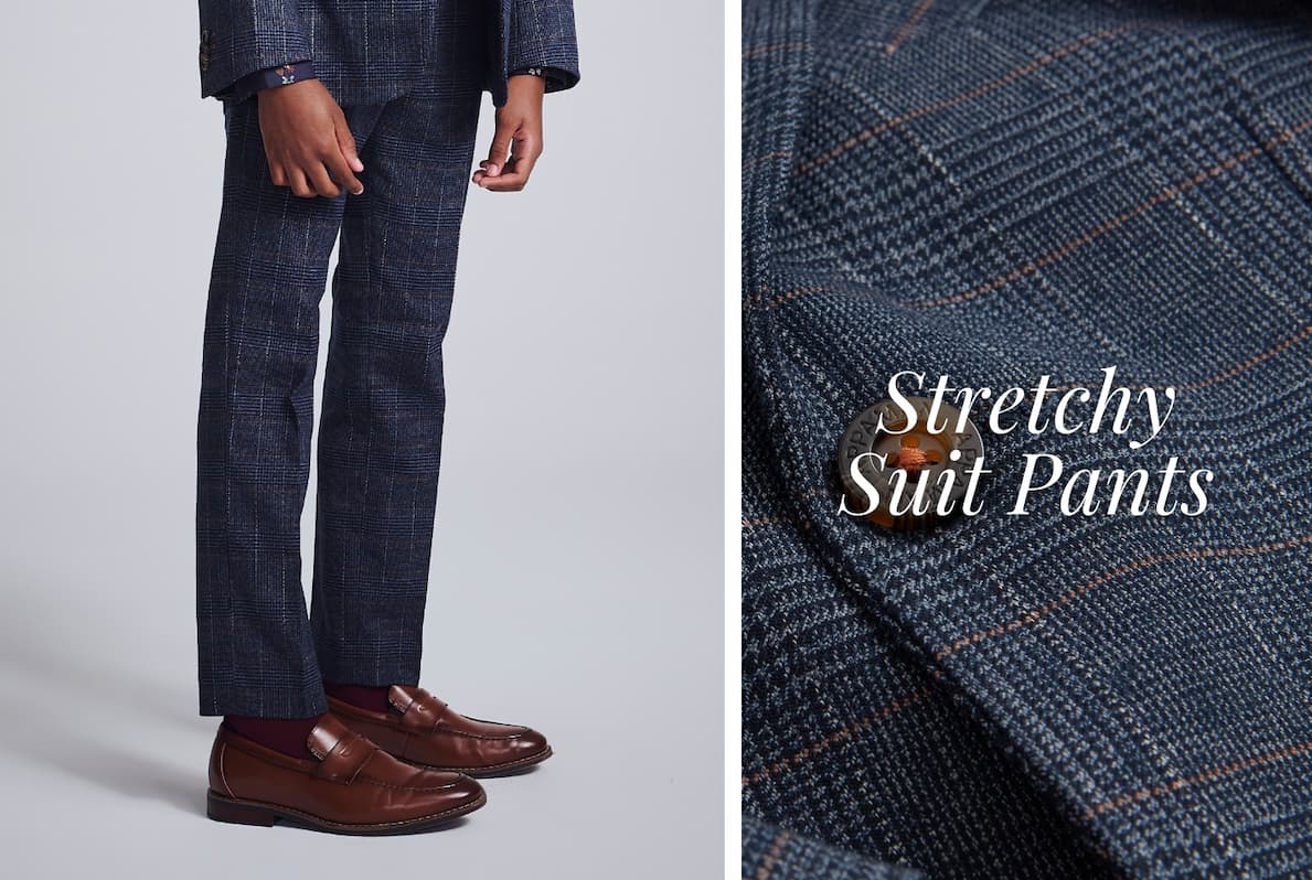 Boy Wearing Formal Stretchy Suit Dress Pants for Kids