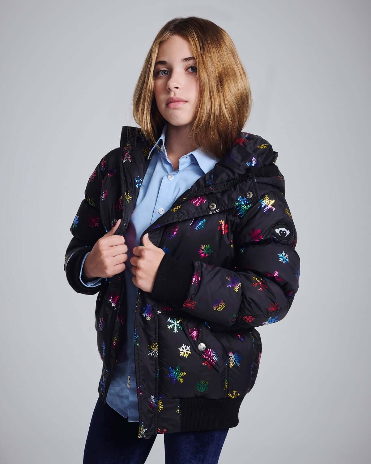Image of Rainbow Snowflakes Slim Puffy Coat