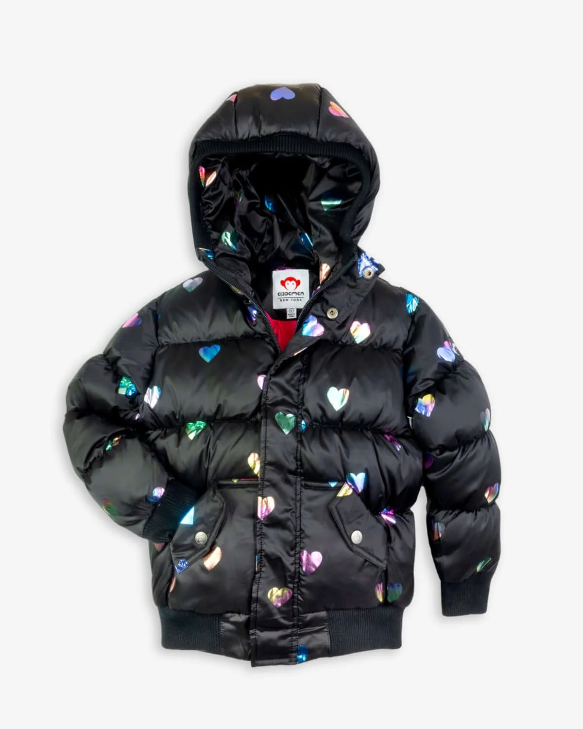 Image of Rainbow Hearts Puffy Coat