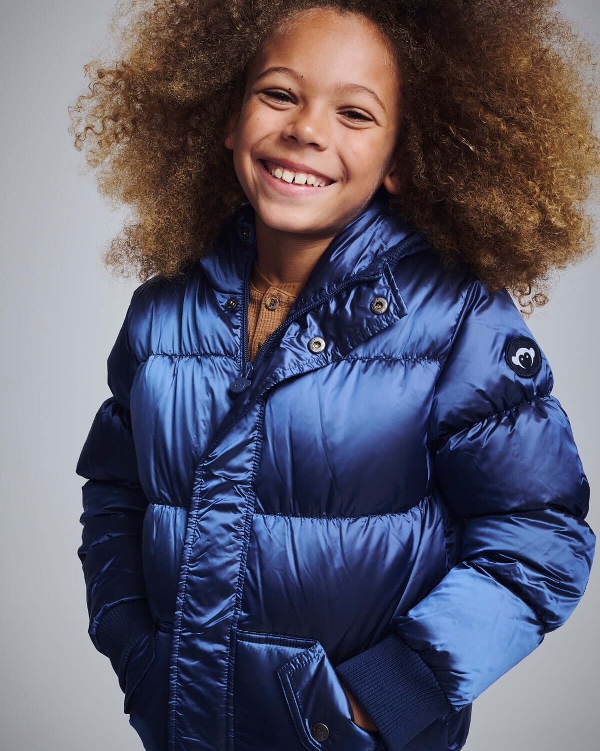 Image of Navy Blue Slim Puffy Coat
