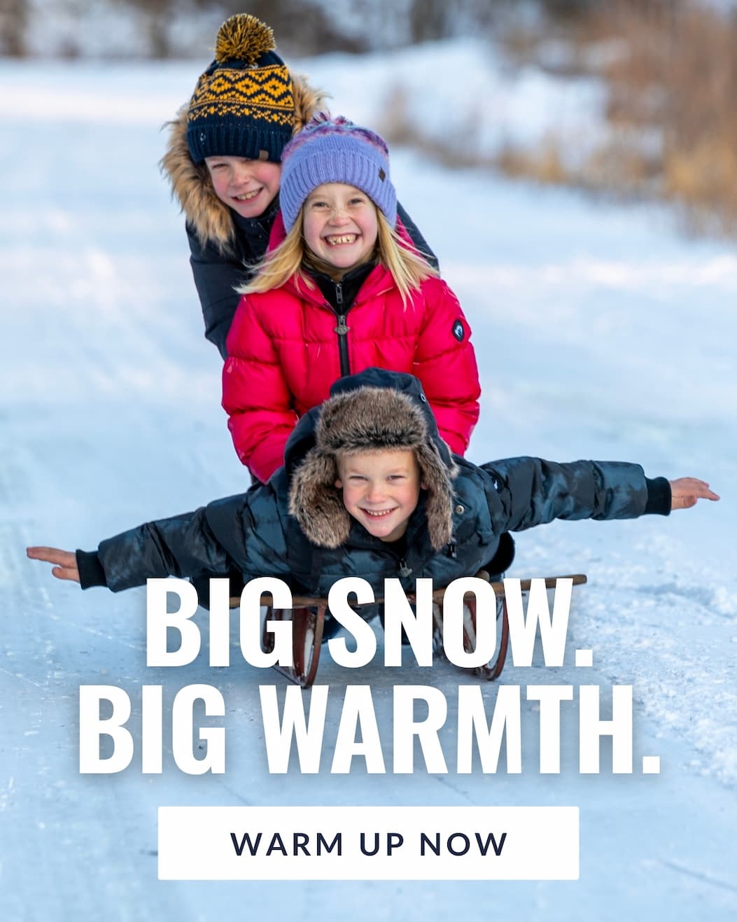 Kids in Warm Coats Sledding and Playing in the Snow