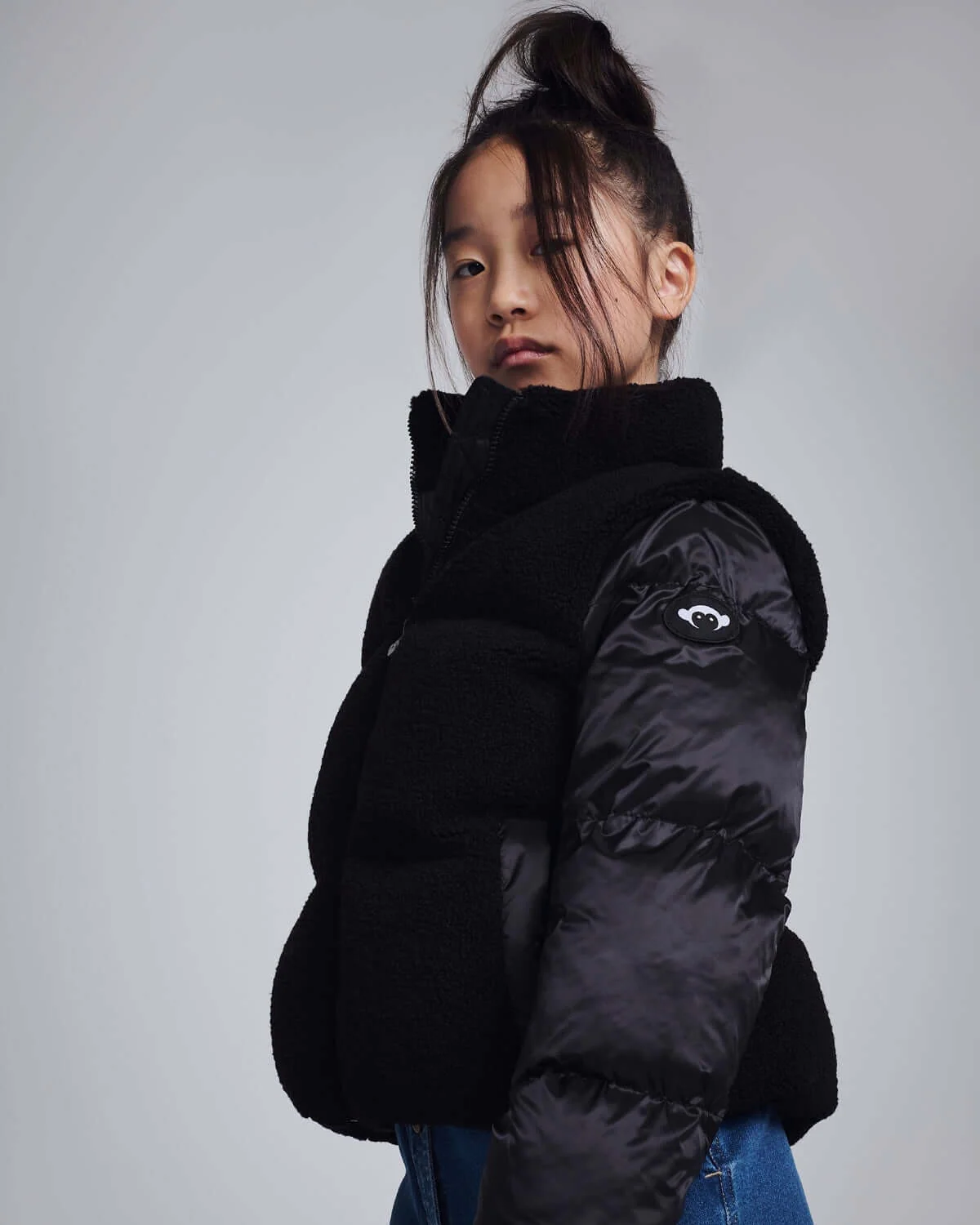 Image of Black Teddy Cropped Puffer