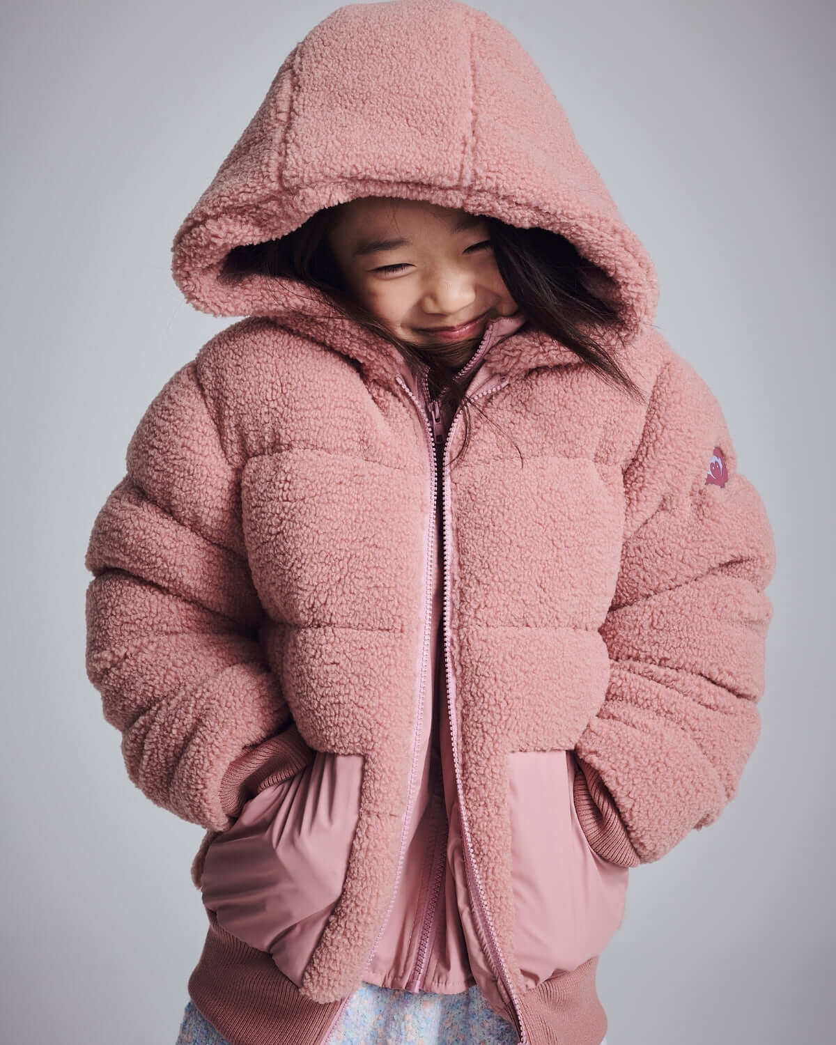 Image of Pink Teddy Puffer Coat