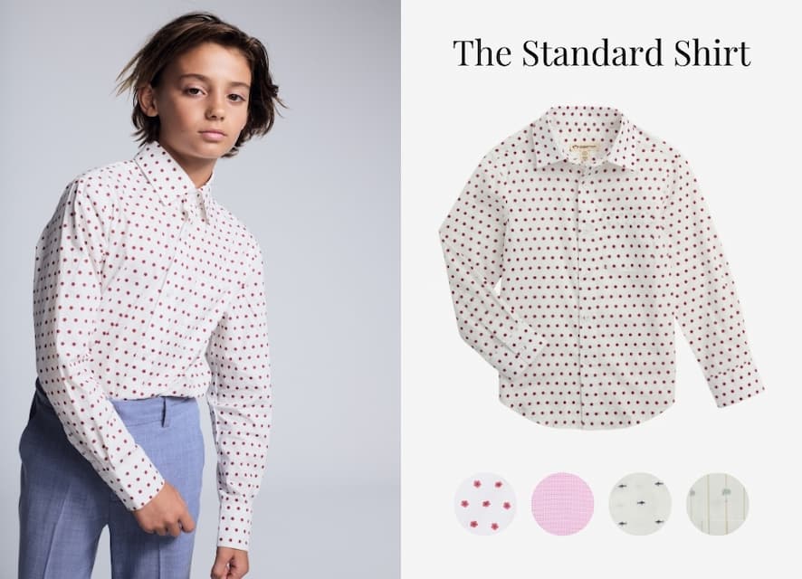 Flat Image of White Dress Shirt & Boy Wearing Dress Shirt