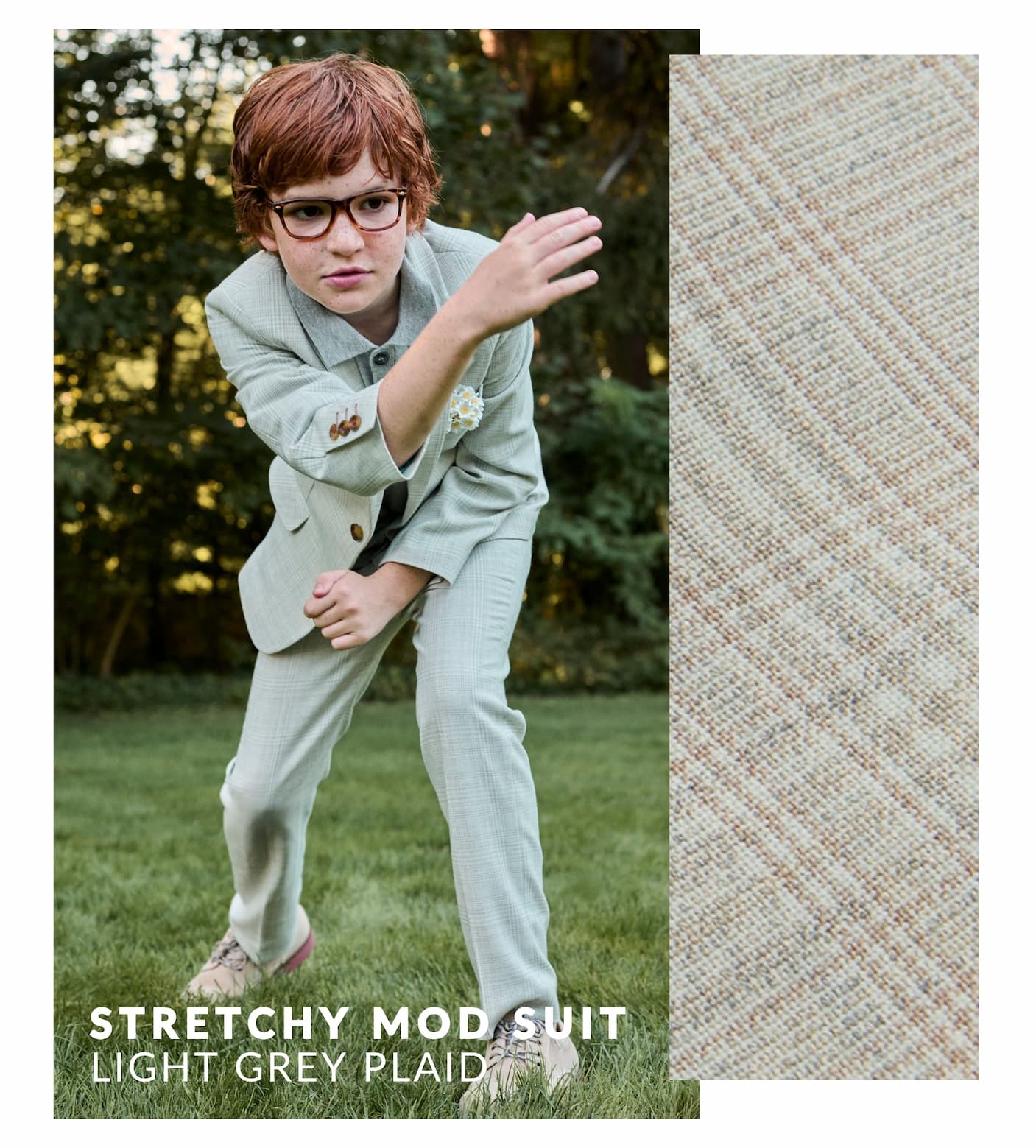 Boy in Suit with Fabric Swatch