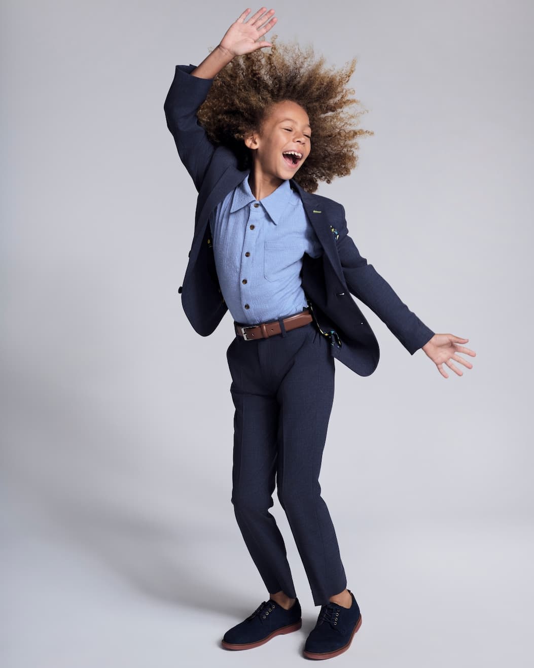 Boy in Studio Navy Stretchy Suit