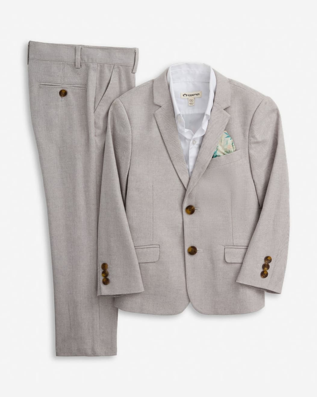 Boys Linen Grey Suit Set