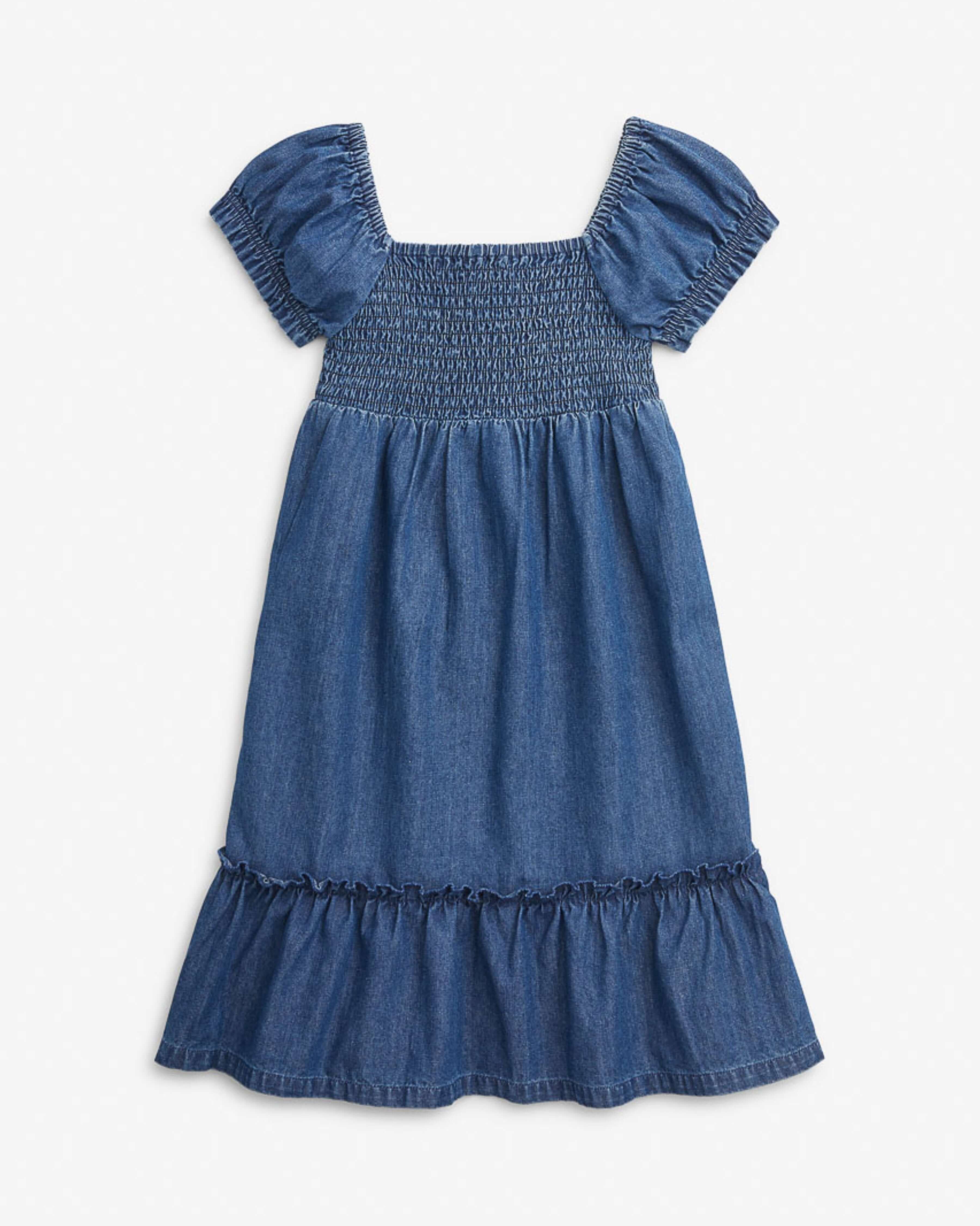 Image of Medium Blue Chambray Roma Smocked Dress