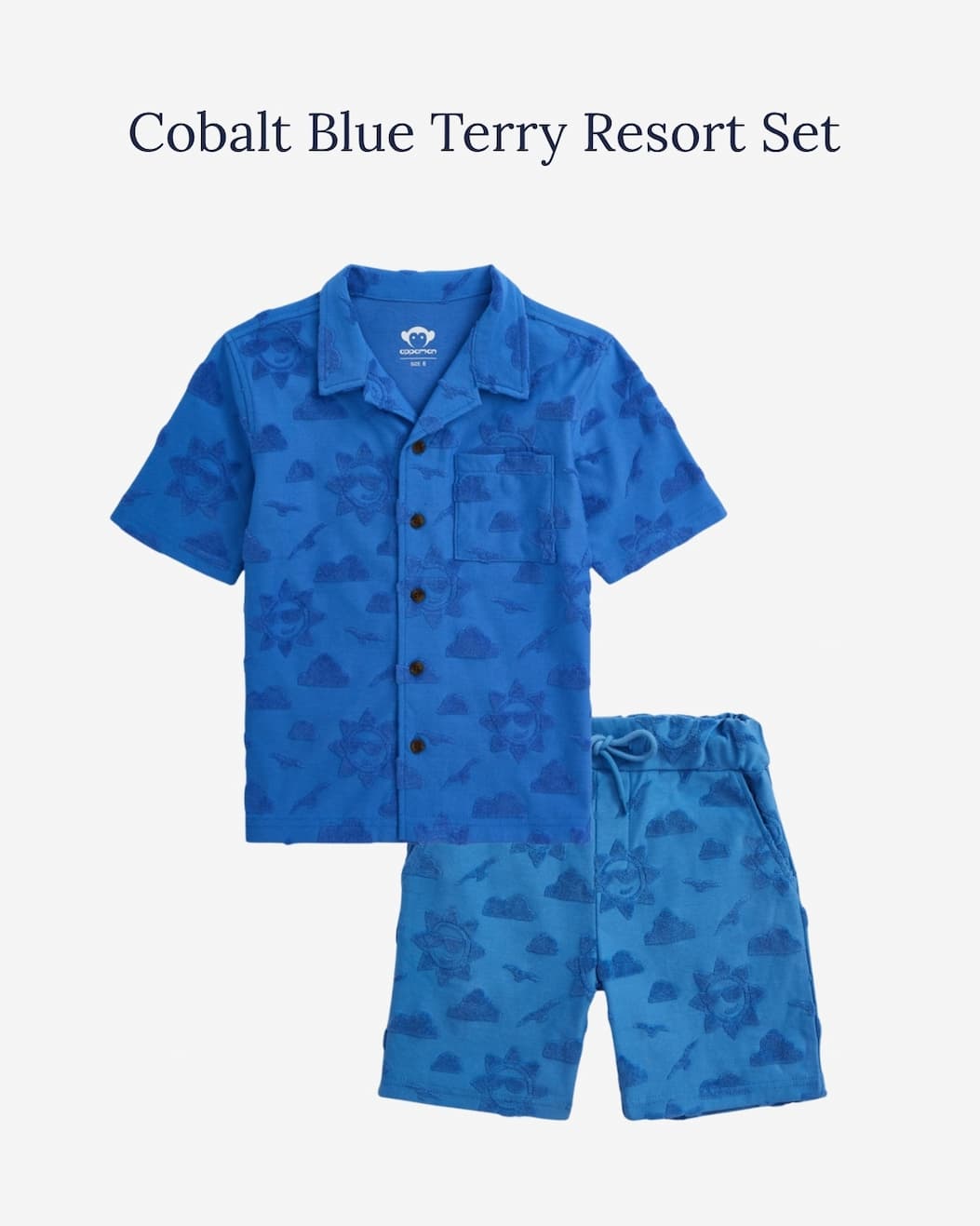 Boys cobalt blue terry resort set