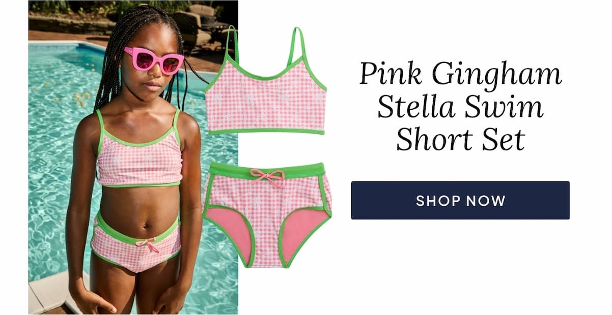 Pink Gingham Stella Swim Short Set