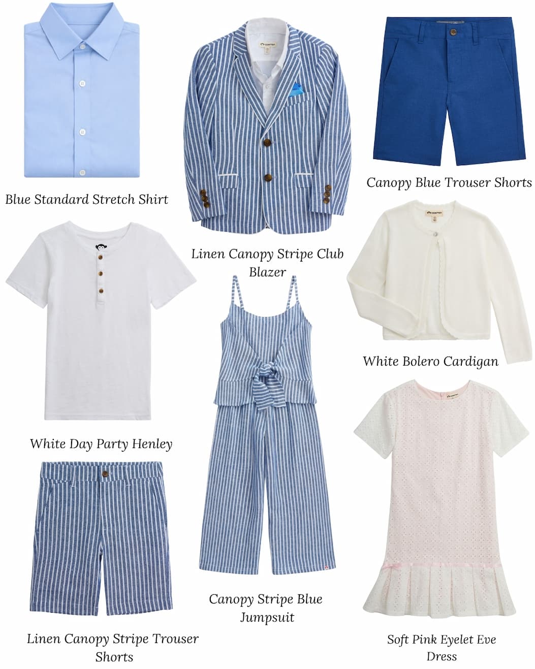 Collage of kids formal wear with blue looks