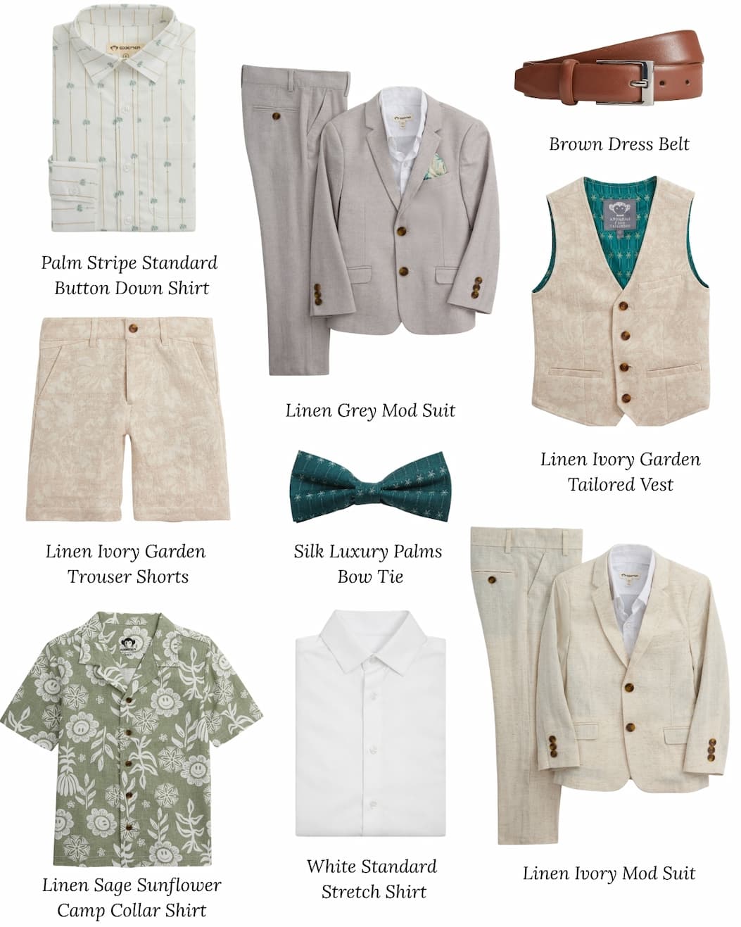 Collage of kids formal wear with beige looks