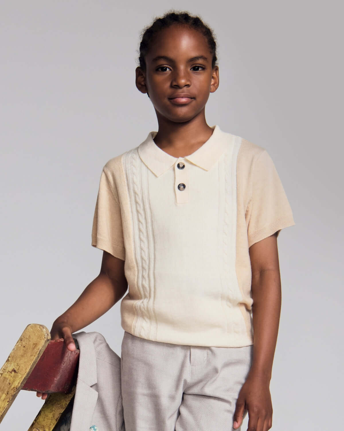 Image of Beige Sweater Knit Polo