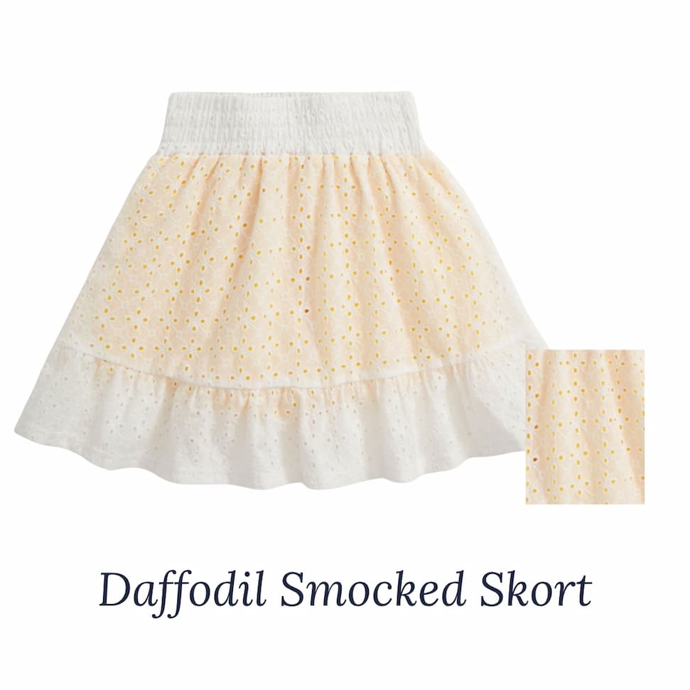 daffodil smocked waist skort