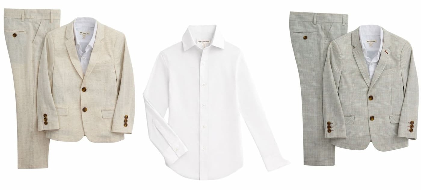 Boys linen suits and white dress shirt