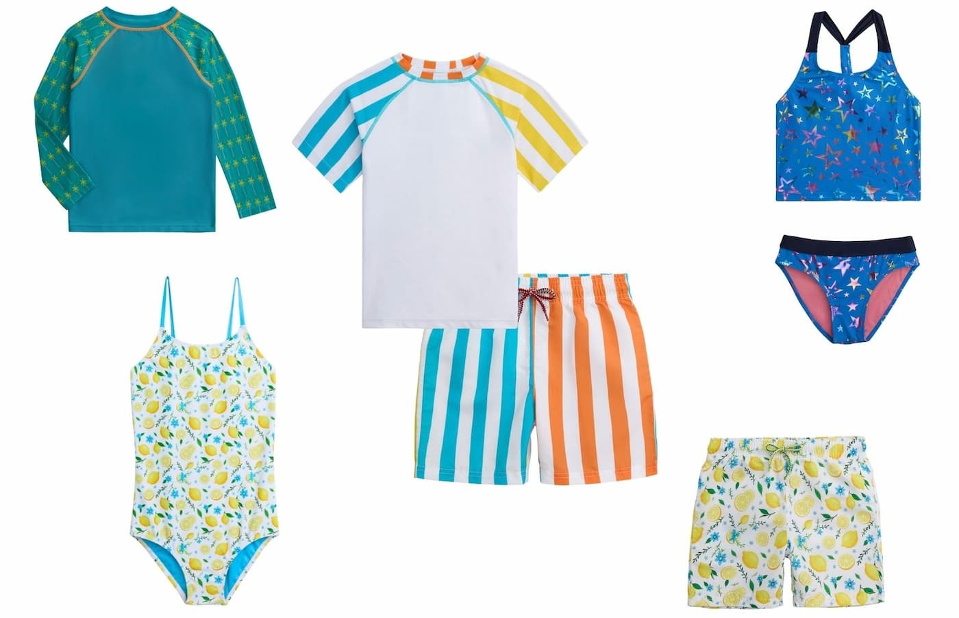 Layout of kids swimsuits