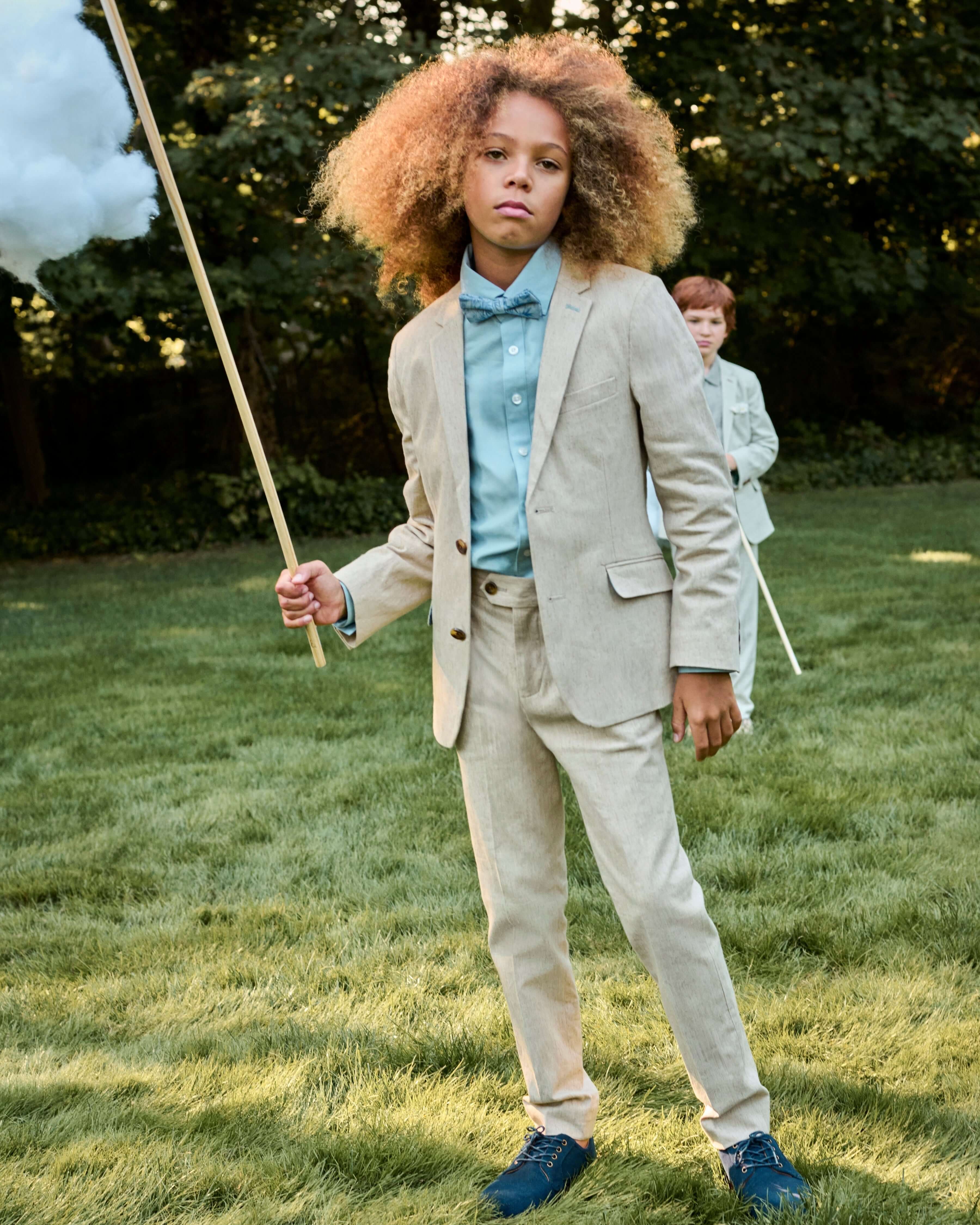 Image of Linen Sand Stretchy Mod Suit