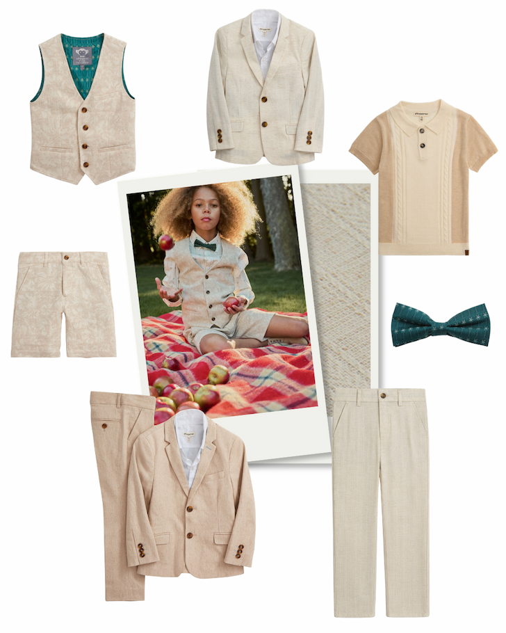 Boy's ivory suiting styling layout 