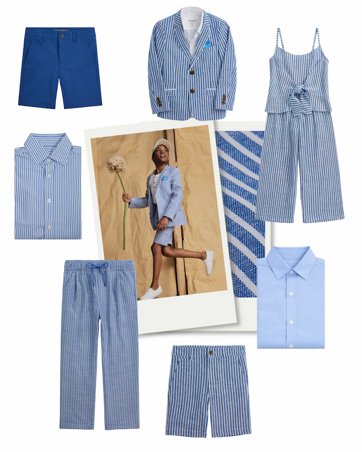 Boys' blue suiting styling layout